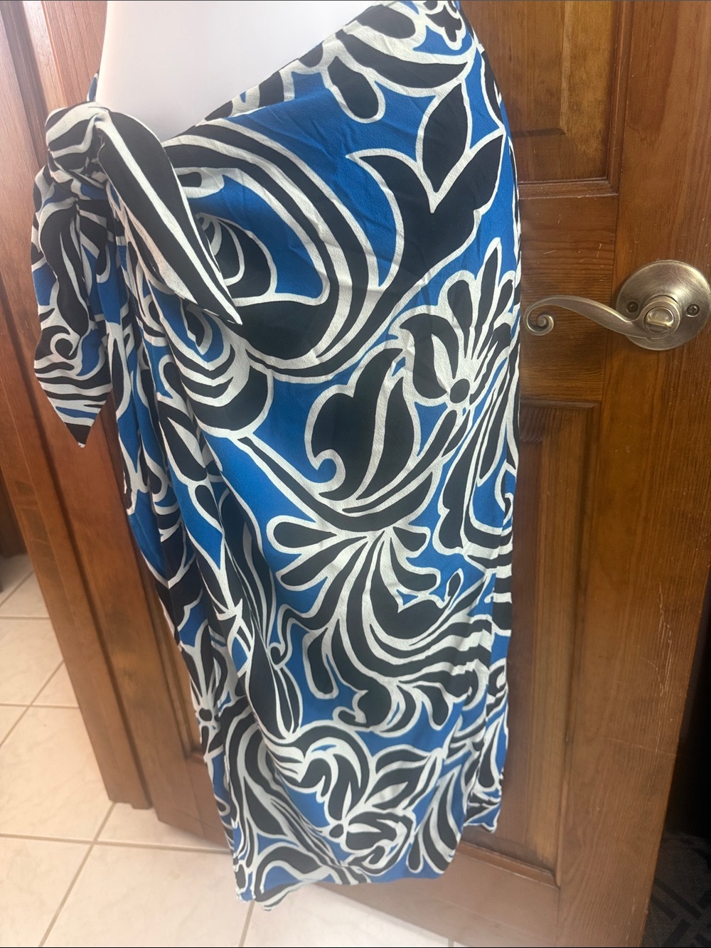 Zara Black White and Blue Abstract Print Garment